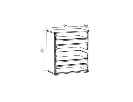 Comoda  cu 4 sertare, casmir/insertie stejar, 70 cm lungime x 80 cm inaltime x 39,5 cm adancime [2]