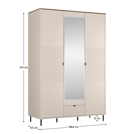 Comodă, caşmir/stejar castello, EYCO 3D1S [3]