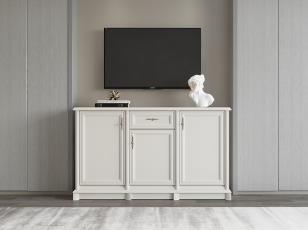 Comode stil clasic/rustic - Comoda casmir,  stil clasic ,cu 3 usi si 1 sertar , 153,5 cm x 90,5 cm x 44,5 cm, manere decorative