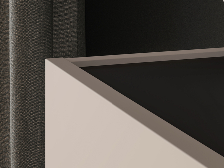 Comoda cu 1 usa si 3 sertare , pal casmir/negru, pe picioare, 120cm lungime x 40cm adancime x 85 cm inaltime, deschidere push open, canturi abs, inchidere usi silentioasa [7]