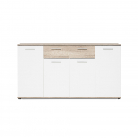 Comoda cu 2 sertare, 4 usi, 160x85x35 cm, stejar sonoma/alb, pentru dormitor, living, hol sau birou, Bortis Impex [4]