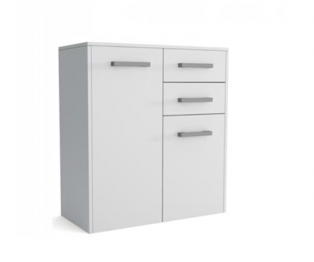 Comoda cu 2 usi si 2 sertare, 75x82x33 cm, alb, pentru dormitor, hol, living sau birou, Bortis [1]