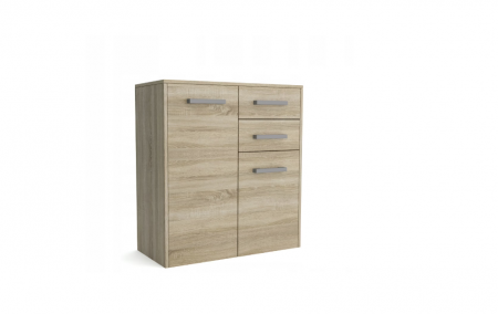 Comoda cu 2 usi si 2 sertare, 75x82x33 cm, stejar sonoma, pentru dormitor, hol, living sau birou, Bortis [1]