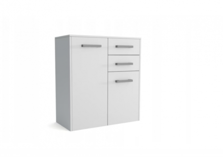 Comoda cu 2 usi si 2 sertare, 75x82x33 cm, alb, pentru dormitor, hol, living sau birou, Bortis [2]