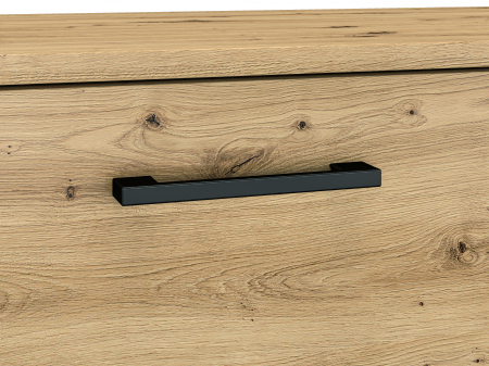 Comoda cu 2 usi si 3 sertare stejar artisan /manere, picioare negre, 159 cm lungime , 40 cm adancime [4]