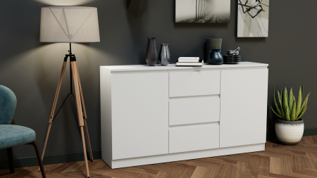 Comode - Comoda cu 3 sertare si 2 usi, 140x77x33 cm, alb