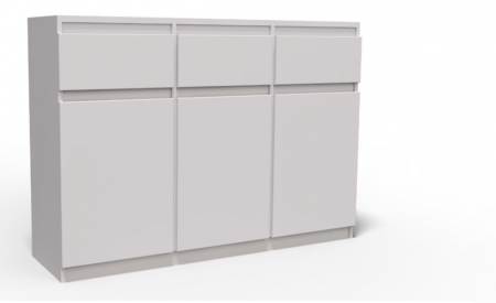 Comoda cu 3 sertare si 3 usi, moderna, fara manere, 120x85x33 cm, alb, pentru living, dormitor, hol, Bortis Impex [1]