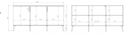 Comoda cu 3 usi moderna/lux ,pal alb alpin /auriu , picioare si manere auriu, 170 cm x 88 x 40 cm, spatioasa , pentru living, dormitor , spatiu comercial, hol [1]