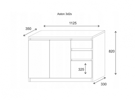 Comoda cu 3 usi si 2 sertare, alb, 112×82×35 cm, Bortis Impex [2]