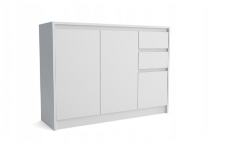 Comoda cu 3 usi si 2 sertare, alb, 112×82×35 cm, Bortis Impex