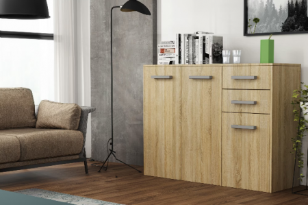 Comoda cu 3 usi si 2 sertare, stejar sonoma, 112×82×33 cm, Bortis Impex [3]