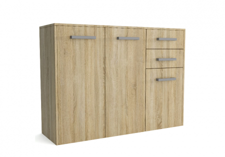 Comoda cu 3 usi si 2 sertare, stejar sonoma, 112×82×33 cm, Bortis Impex