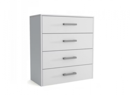 Comoda cu 4 sertare, 75x82x33 cm, alb, pentru dormitor, living, hol sau birou, Bortis Impex