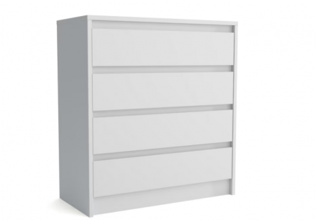 Comode - Comoda cu 4 sertare, 75x82x35 cm, alb, pentru dormitor, living, hol sau birou, Bortis Impex