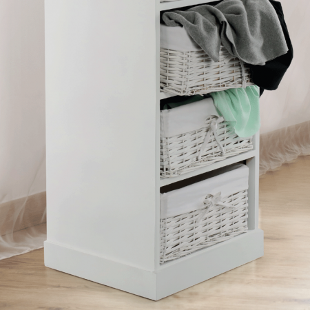 Comodă cu 4 sertare (coşuri), alb, BLANCO [2]