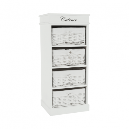 Comode - Comodă cu 4 sertare (coşuri), alb, BLANCO