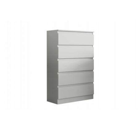 Dulapuri birou/bibliorafturi - Comoda cu 5 sertare, alb, 70x112x33 cm, pentru hol, living, birou sau dormitor, Bortis Impex