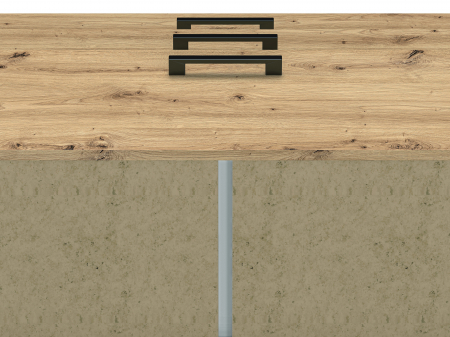 Comoda cu 6 sertare spatioase,pentru dormitor/sufragerie living/hol/birou, stejar artisan, 138x83x40 cm, cant abs, picioare negre [7]