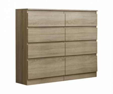 Comode - Comoda cu 8 sertare, 120x100x33 cm, stejar sonoma, pentru hol, living, dormitor, birou, Bortis Impex