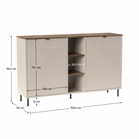 Comodă cu poliţe, caşmir/stejar castello, EYCO 2D [3]