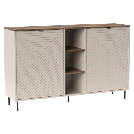 Living - Comodă cu poliţe, caşmir/stejar castello, EYCO 2D