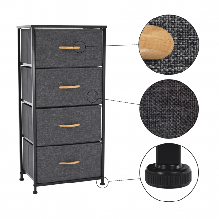 Comodă cu sertare din material textil, negru/gri închis, PALMERA TYP 2 [2]
