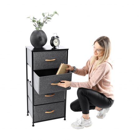 Comodă cu sertare din material textil, negru/gri închis, PALMERA TYP 2 [3]