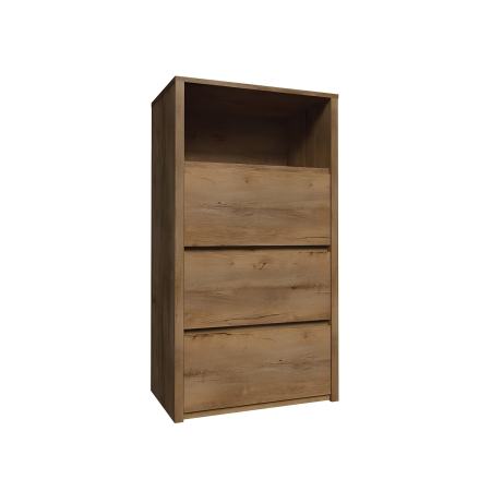 Bucatarie - Comodă cu trei sertare şi poliţă, stejar lefkas închis, MONTANA KS3