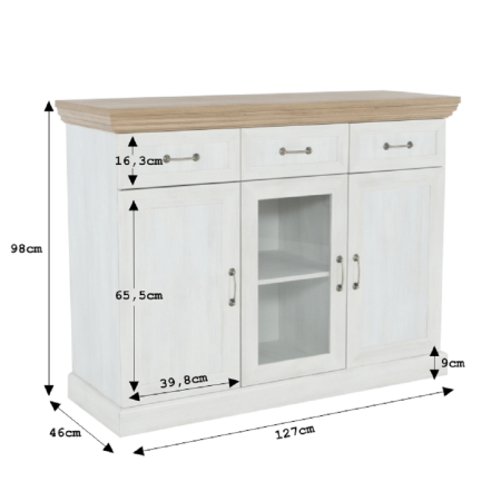 Comodă cu trei uşi, pin nordic/stejar sălbatic, ROYAL K1S [3]