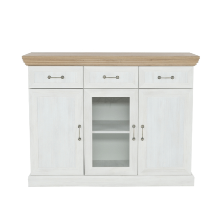 Comodă cu trei uşi, pin nordic/stejar sălbatic, ROYAL K1S [4]