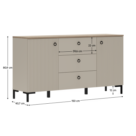 Comodă, gri-maroniu Taupe/stejar silverjack, DOMCA 2D3S [1]