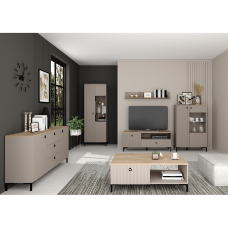 Comodă, gri-maroniu Taupe/stejar silverjack, DOMCA 2D3S [2]