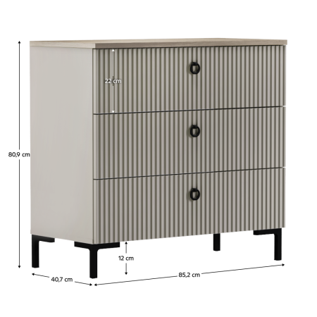 Comodă, gri-maroniu Taupe/stejar silverjack, DOMCA 3S [3]