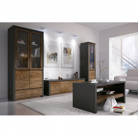 Comodă, gri/stejar lefkas închis, MONTANA K3S [3]