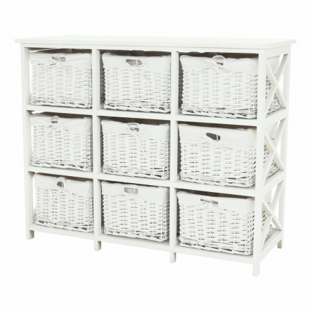 Comodă, lemn/răchită/material textil, alb, RAFAELLO 9 [9]