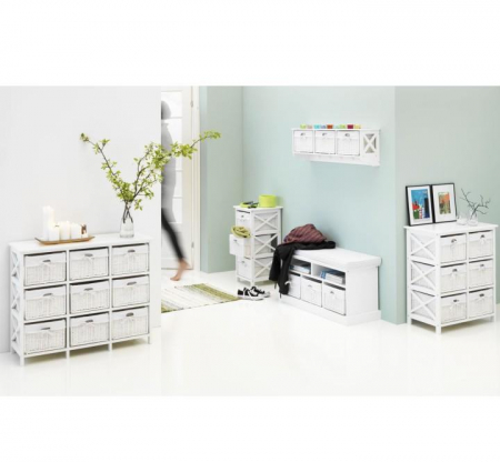 Comodă, lemn/răchită/material textil, alb, RAFAELLO 9 [11]