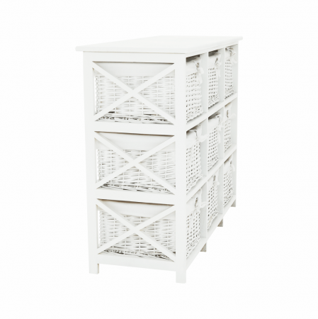 Comodă, lemn/răchită/material textil, alb, RAFAELLO 9 [3]