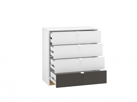 Comoda living /dormitor/hol cu 4 sertare, alb/mdf grafit/stejar, 82x86x40 cm, canturi abs [6]