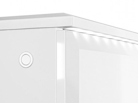 Comoda lux, mdf alb lucios/ pal alb, 3 sertare si 2 usi, lumina led sub capac, 160cm lungime x 41 cm adancime x 85 cm inaltime, [7]