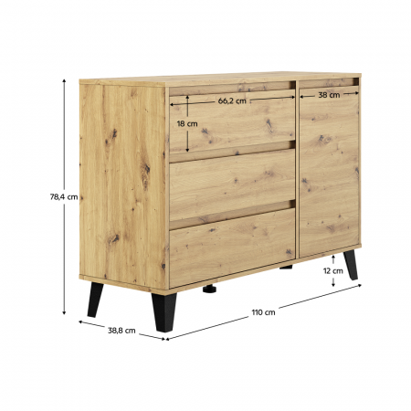 Comodă, stejar artisan, BOGAN NEW 1D3S [4]