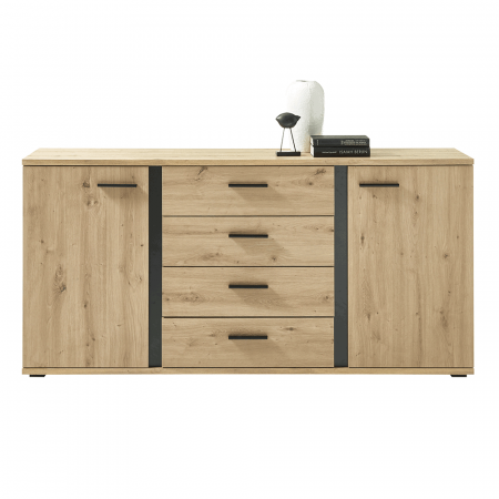 Comodă, stejar artizan / negru, KANODE [1]