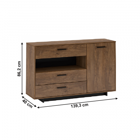 Comodă, stejar bolzano / negru, DELIS E [3]