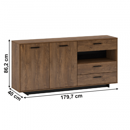 Comodă, stejar bolzano / negru, DELIS G [1]