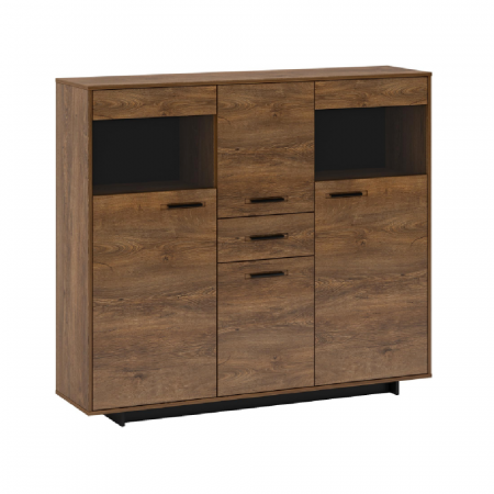 Living - Comoda, stejar bolzano / negru, DELIS K