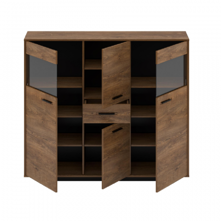 Comoda, stejar bolzano / negru, DELIS K [2]