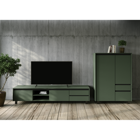 Comodă, verde smoke/negru, LONGY REG1D5S1K [2]