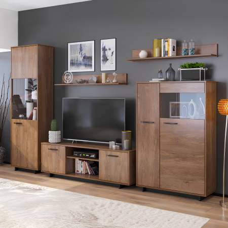 Comodă/ vitrină, stejar bolzano / negru, dreapta, DELIS C2 [1]