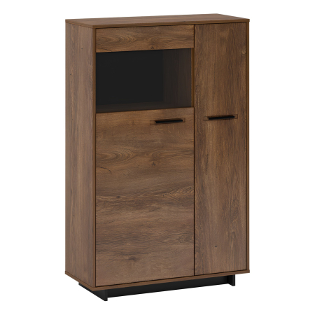 Bucatarie - Comodă / vitrină, stejar bolzano / negru, stânga, DELIS C1