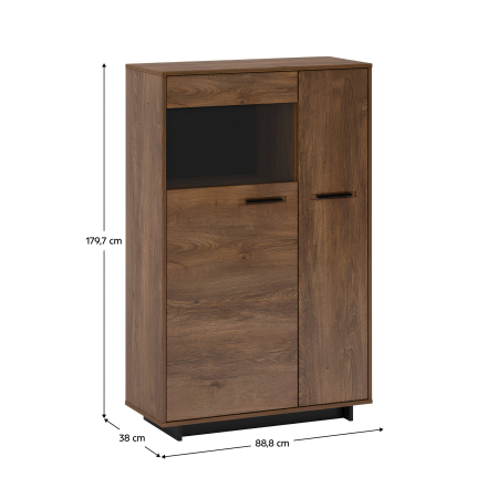 Comodă / vitrină, stejar bolzano / negru, stânga, DELIS C1 [1]