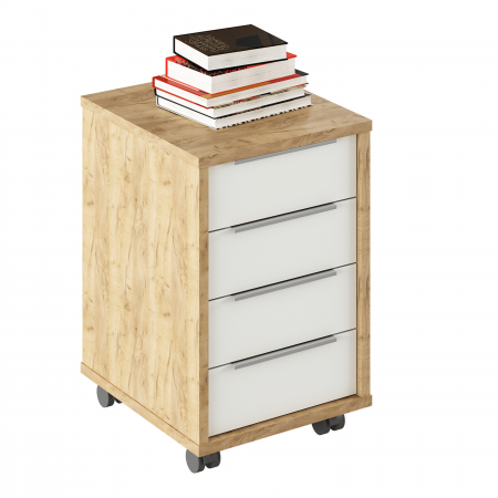 Dulapuri birou/bibliorafturi - Container, stejar artizan/alb, RIOMA TYP 14